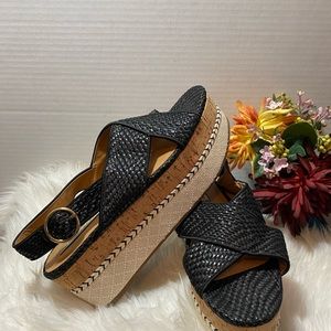 Zara Trafaluc Woven Platform Cork  Slingback Sandal